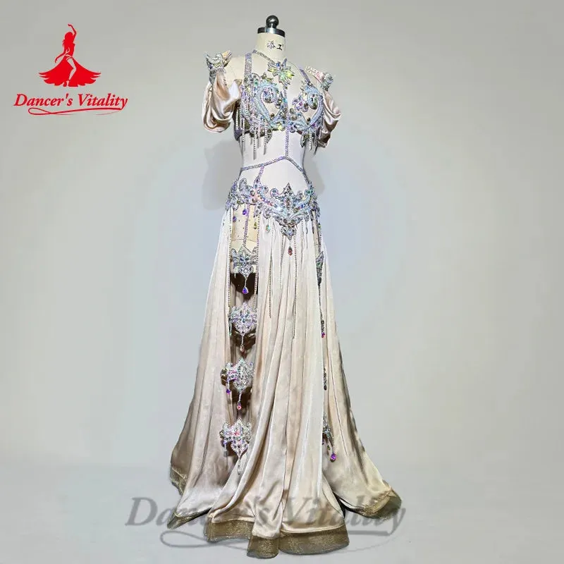 Bellydance Costumes Women's Customized Luxury Rhinestone Sexy Backless Dress Oriental Dance Professional Performance Clothing