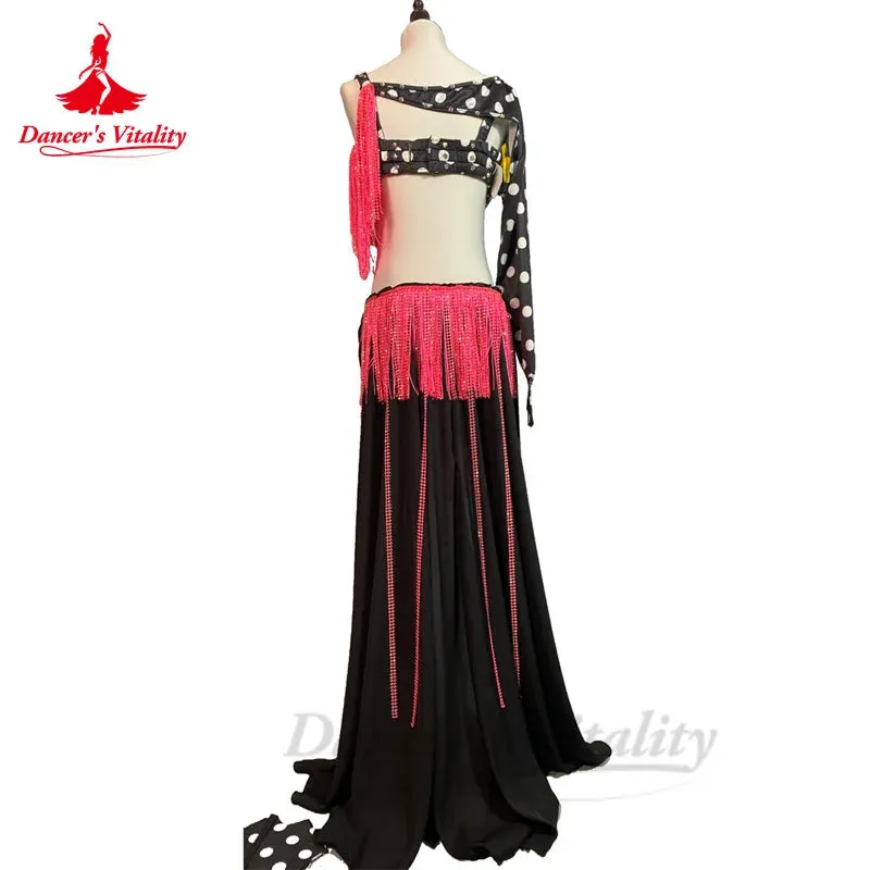 Bellydance Costumes Women's  Sets Customized Stones Bra tassels Long Skirt Oriental Dance Professional Performance Clothing