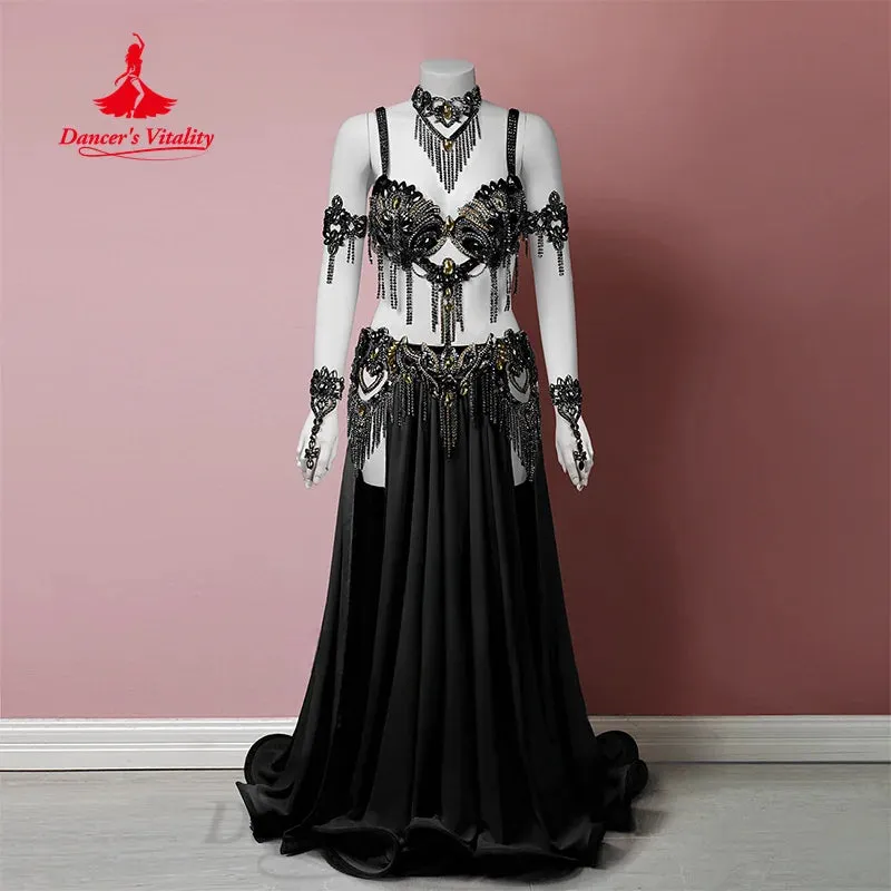 Bellydance Suit Women's Customized High-end Luxury Rhinestone Tassel Performance Costumes Oriental Dance Competition Clothing