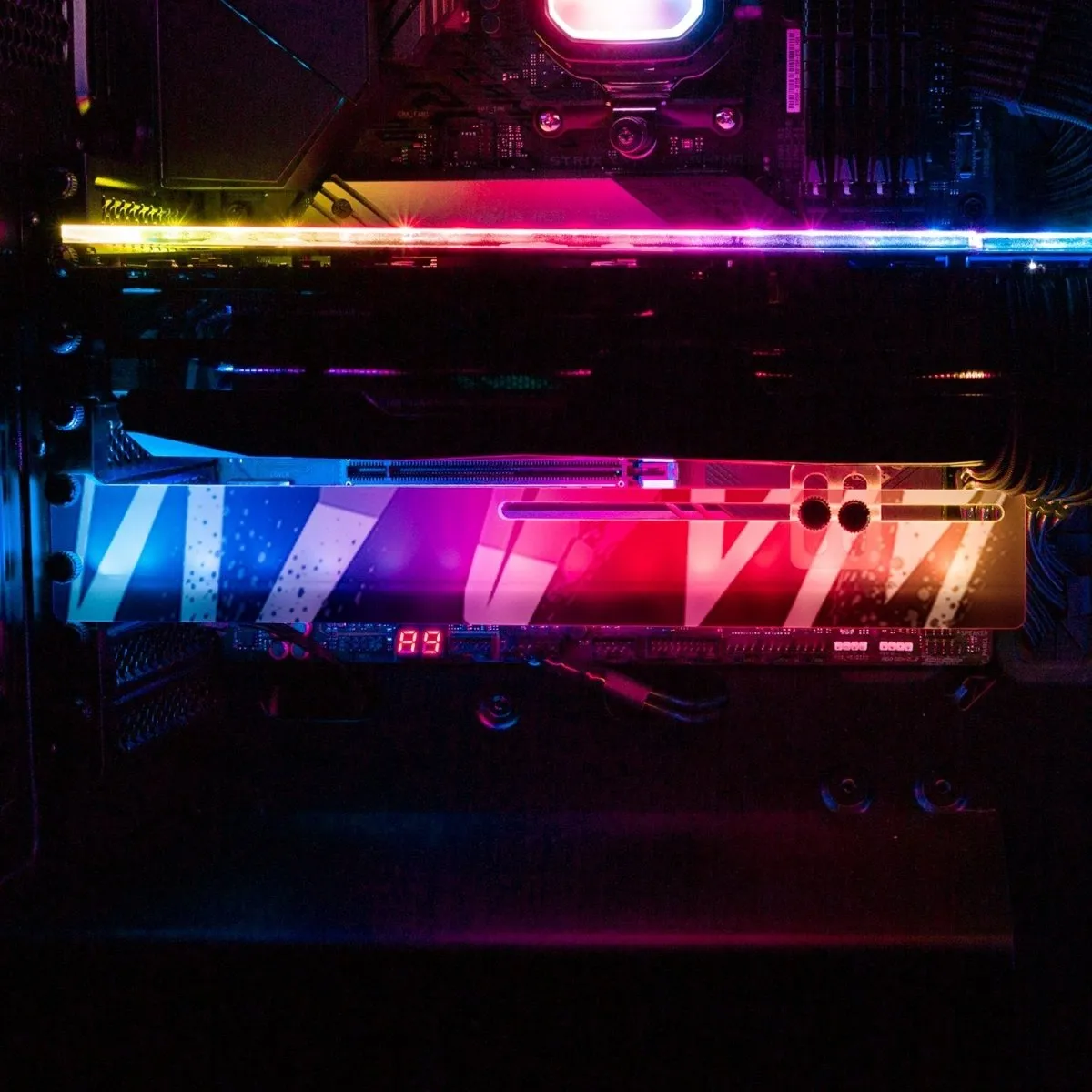 Black 80s Electric RGB GPU Support Bracket