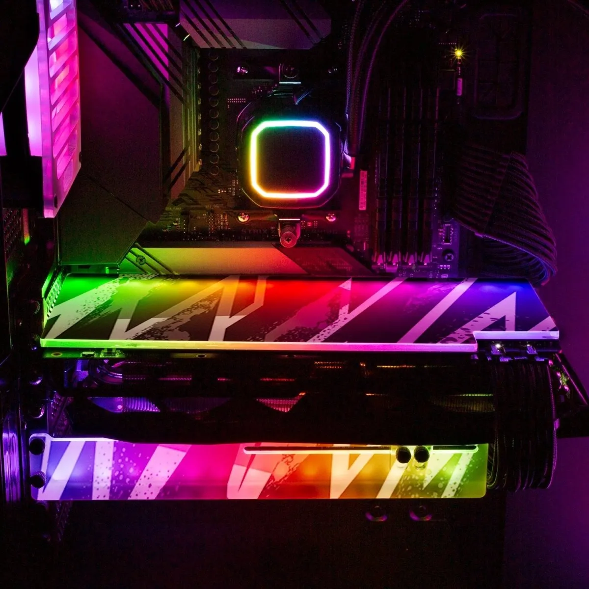 Black 80s Electric RGB GPU Support Bracket