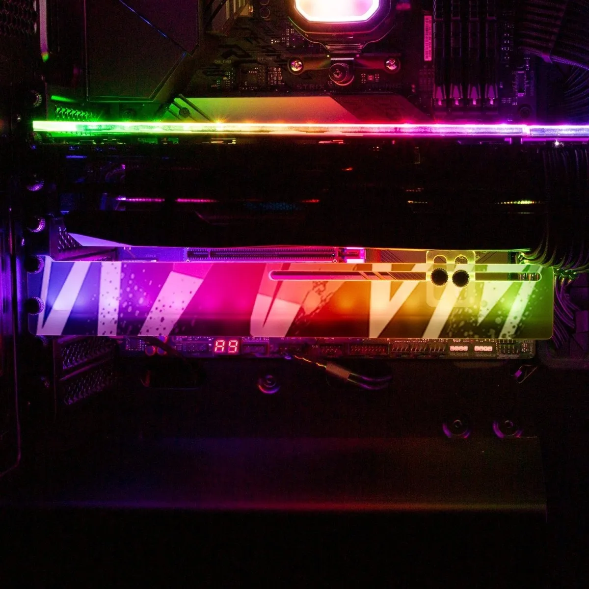 Black 80s Electric RGB GPU Support Bracket