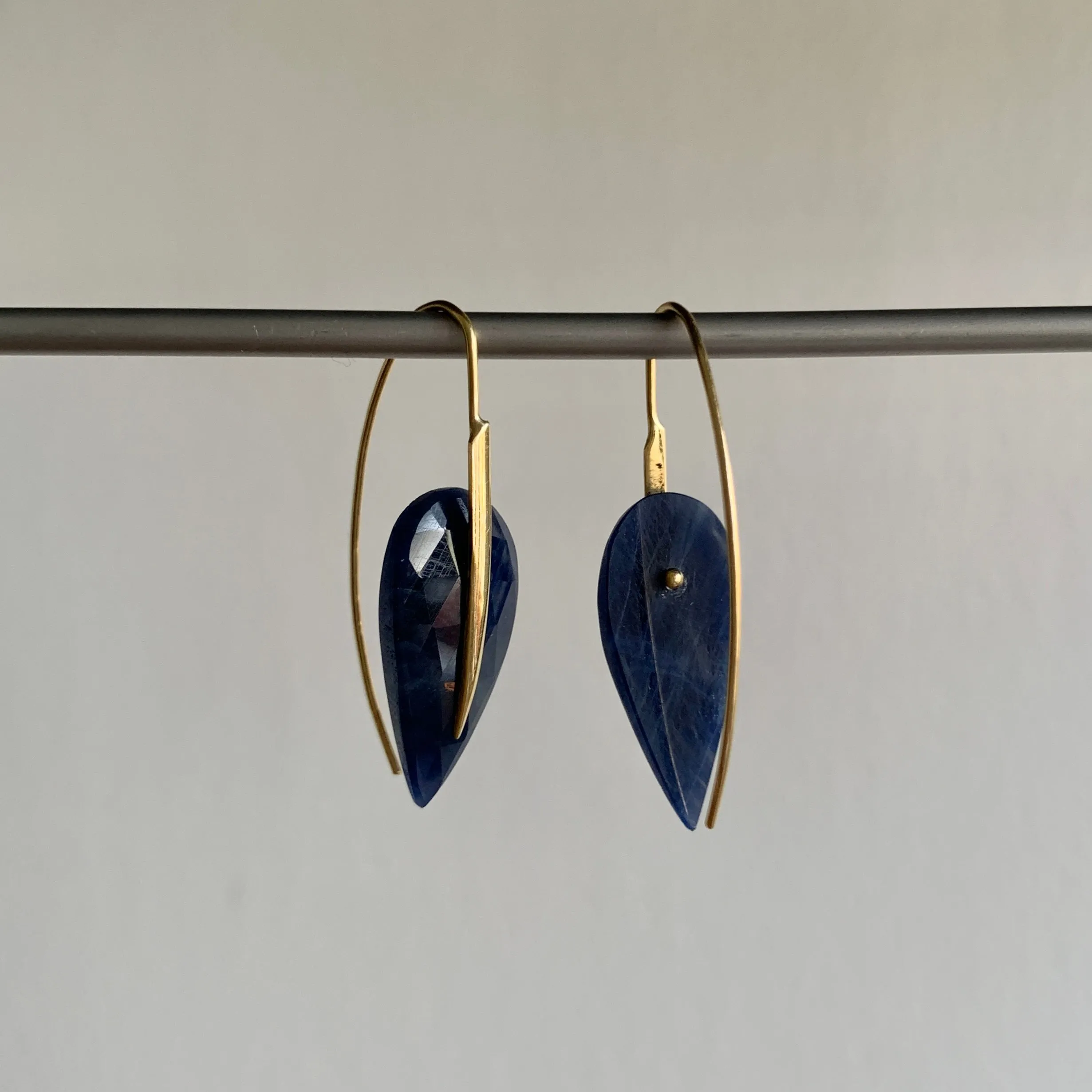 Blue Sapphire Feather Earrings