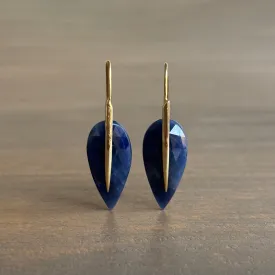 Blue Sapphire Feather Earrings