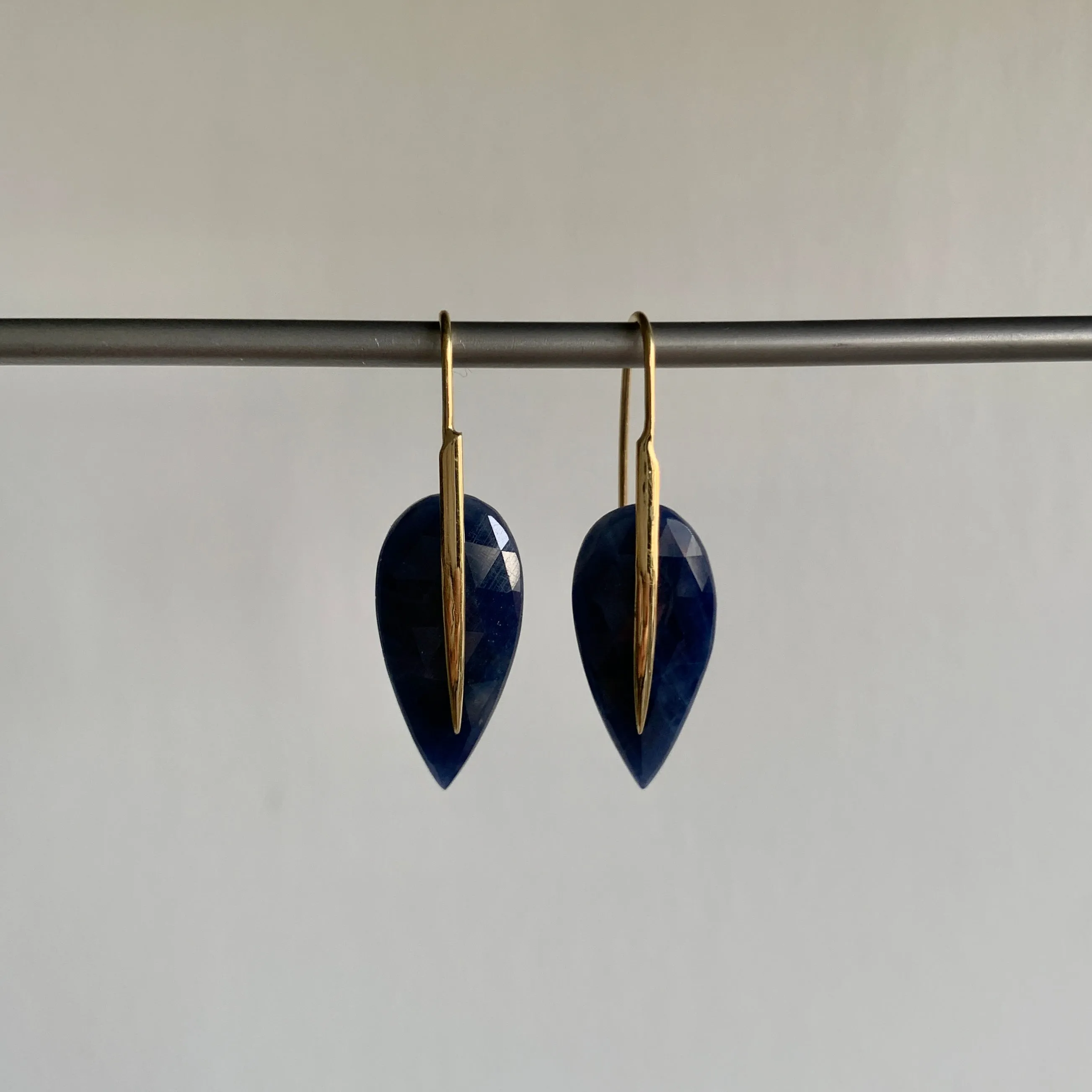 Blue Sapphire Feather Earrings