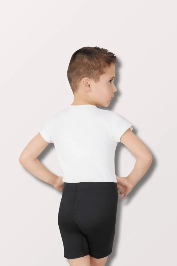 Boys Microfiber Crew Neck Short Sleeve Dance Top - White