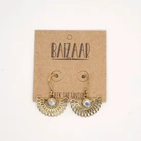 Brass Cutout Fan Earrings