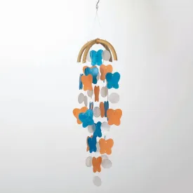 Butterfly Capiz Chime - Sky Blue & Marigold