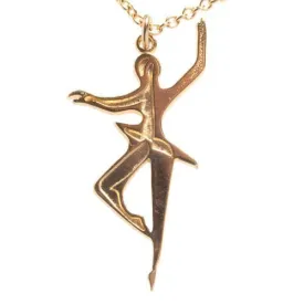 Dancing for Peace Gold-dipped Pendant Necklace on 18" Rolo Chain