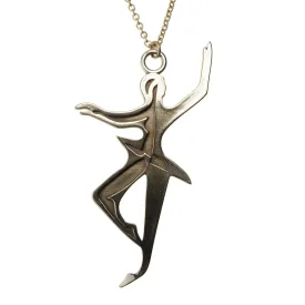 Dancing for Peace Peace Bronze Pendant Necklace on 18" Rolo Chain