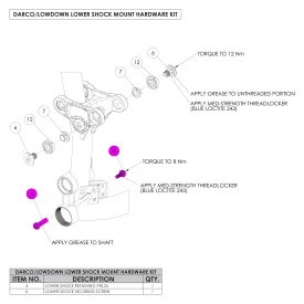 Darco/Lowdown Lower Shock Mount Hardware Kit