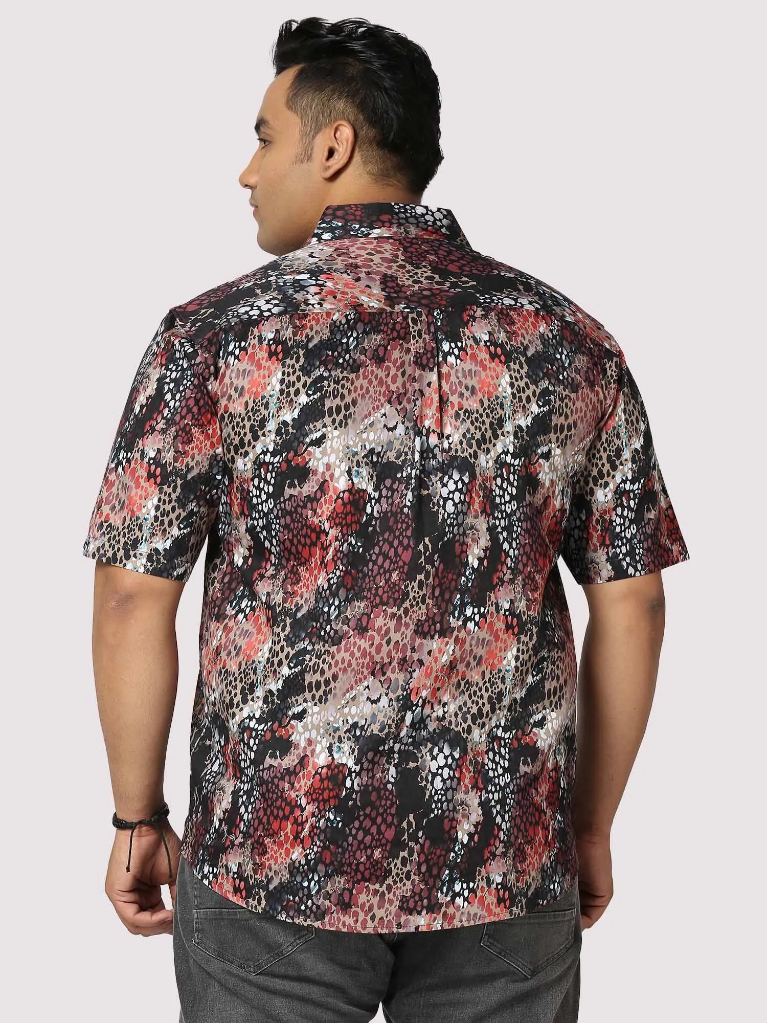 Disco Dots Digital Printed Half Shirt Men's Plus Size