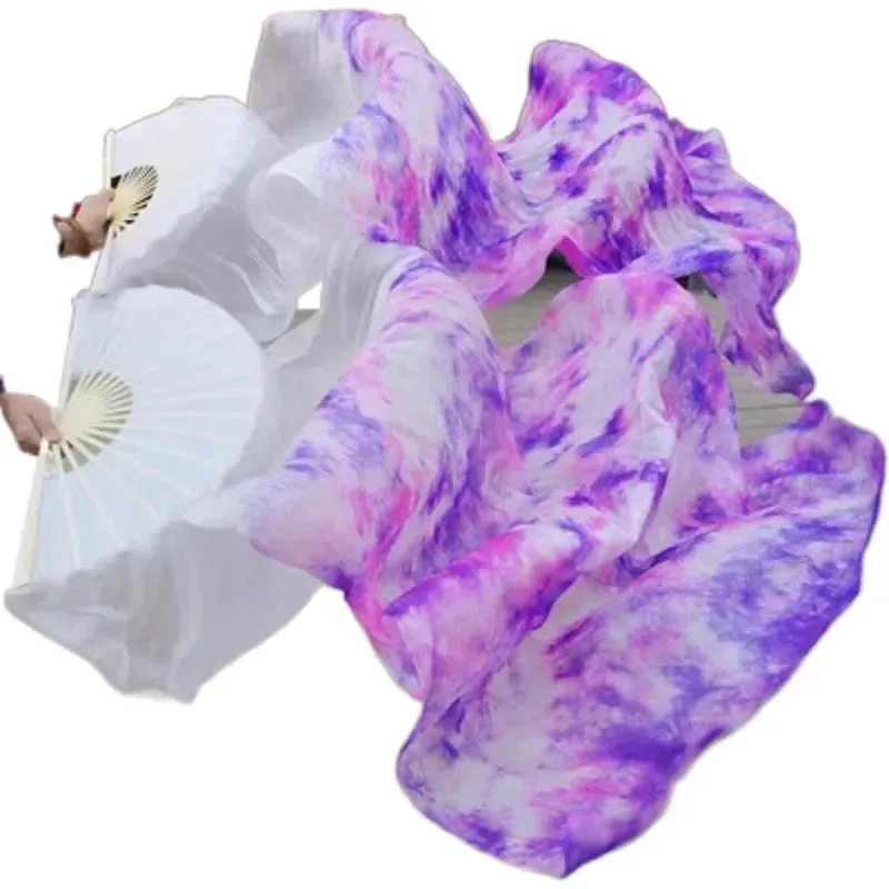 Dyed 100% pure natural silk fan veils for women belly dance performance fan belly dance costumes and accessories A pair