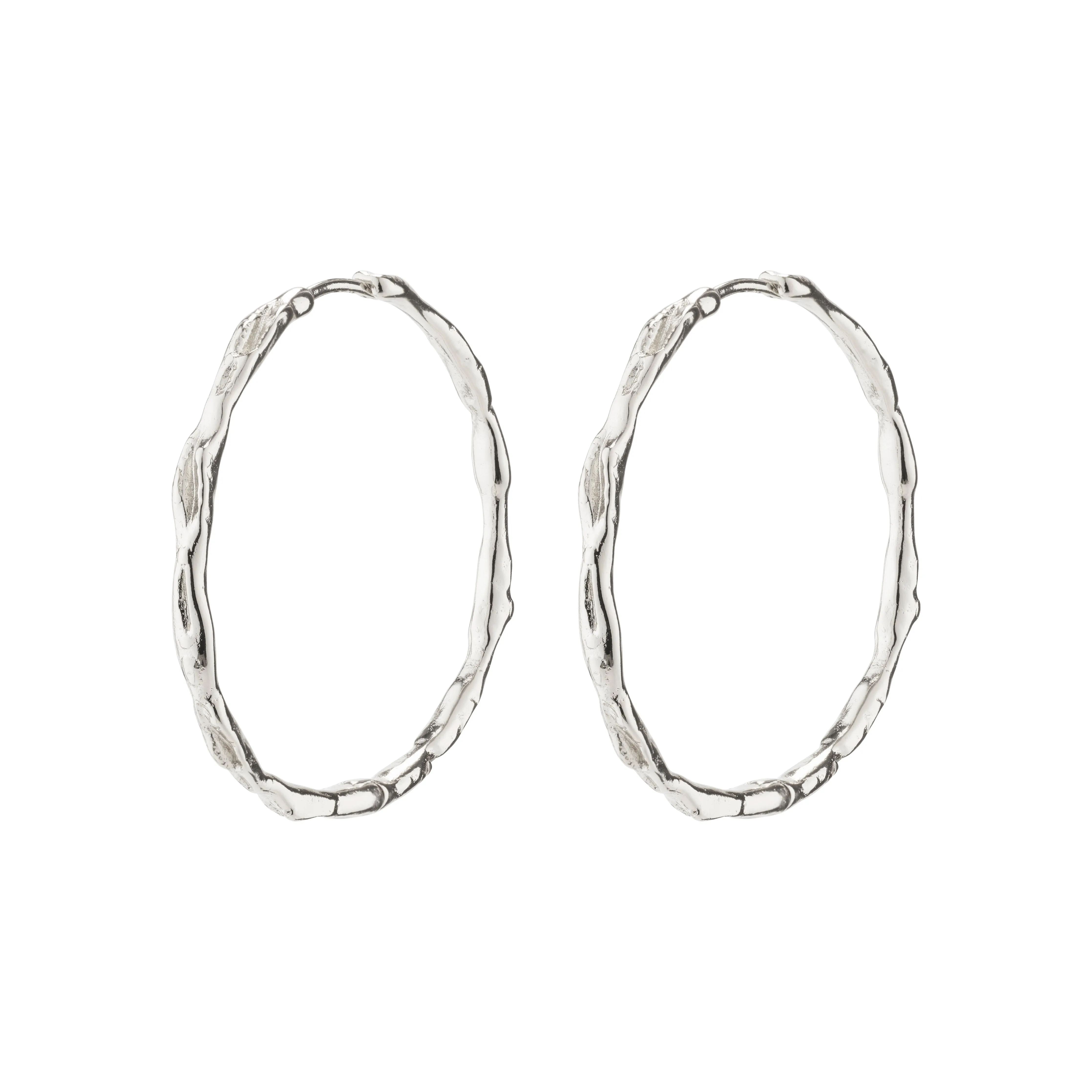 EDDY recycled organic shaped maxi hoops silver-plated