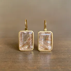 Emerald Cut Rutilated Quartz Earrings