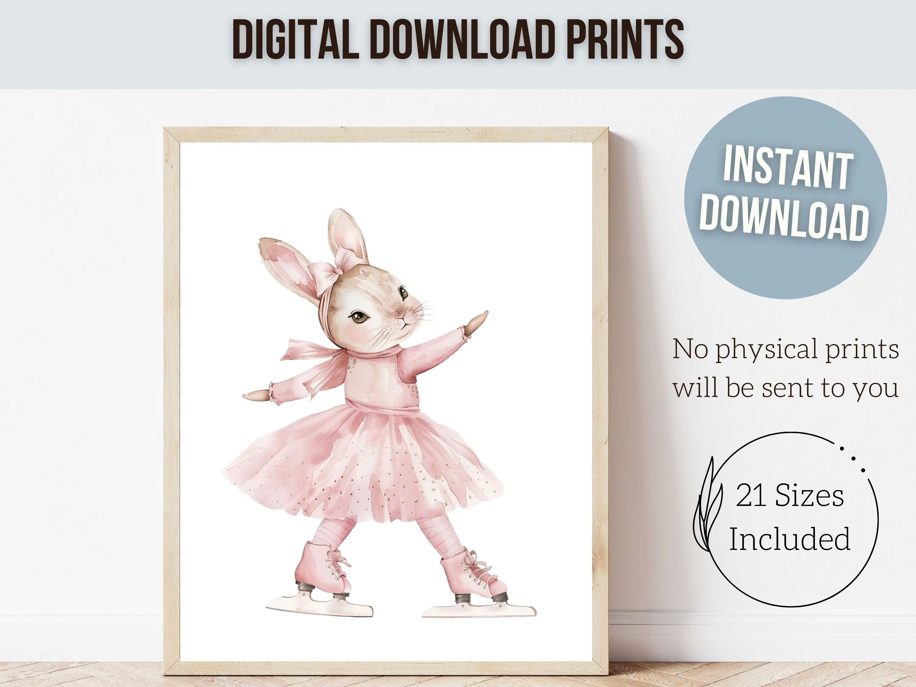 Figure Skating Bunny Nursery Prints - Set 5