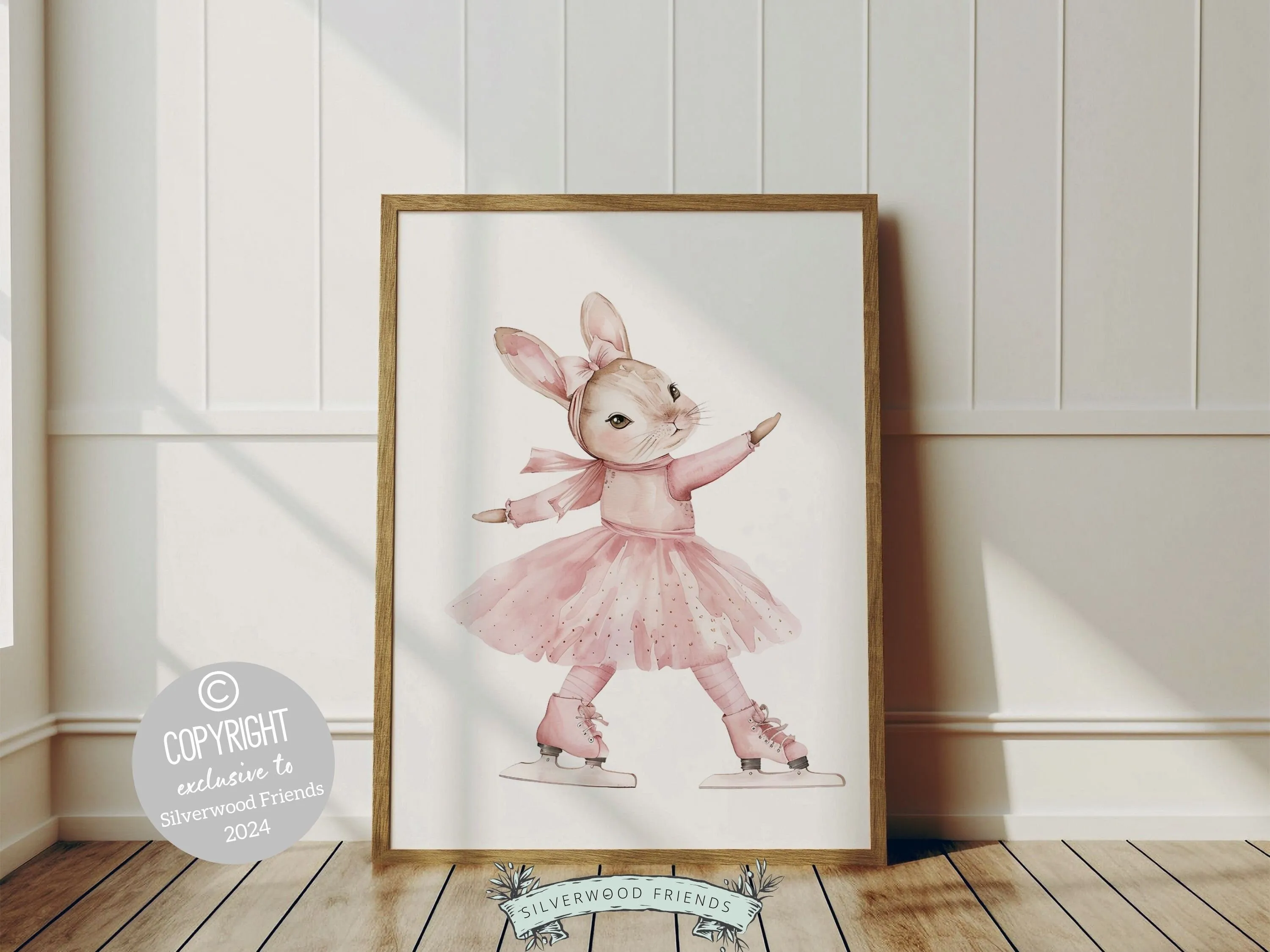 Figure Skating Bunny Nursery Prints - Set 5