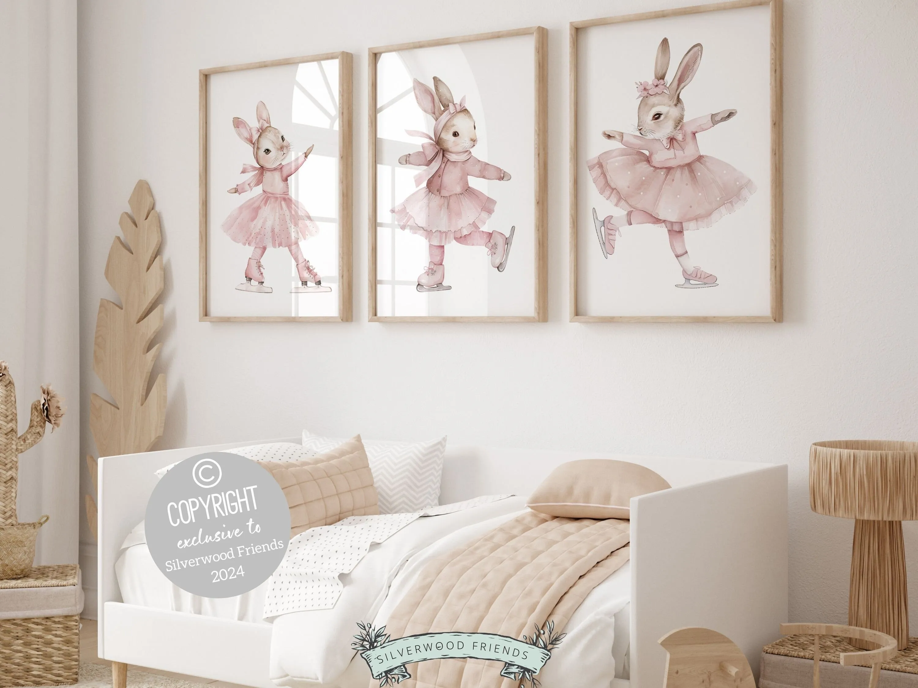 Figure Skating Bunny Nursery Prints - Set 5