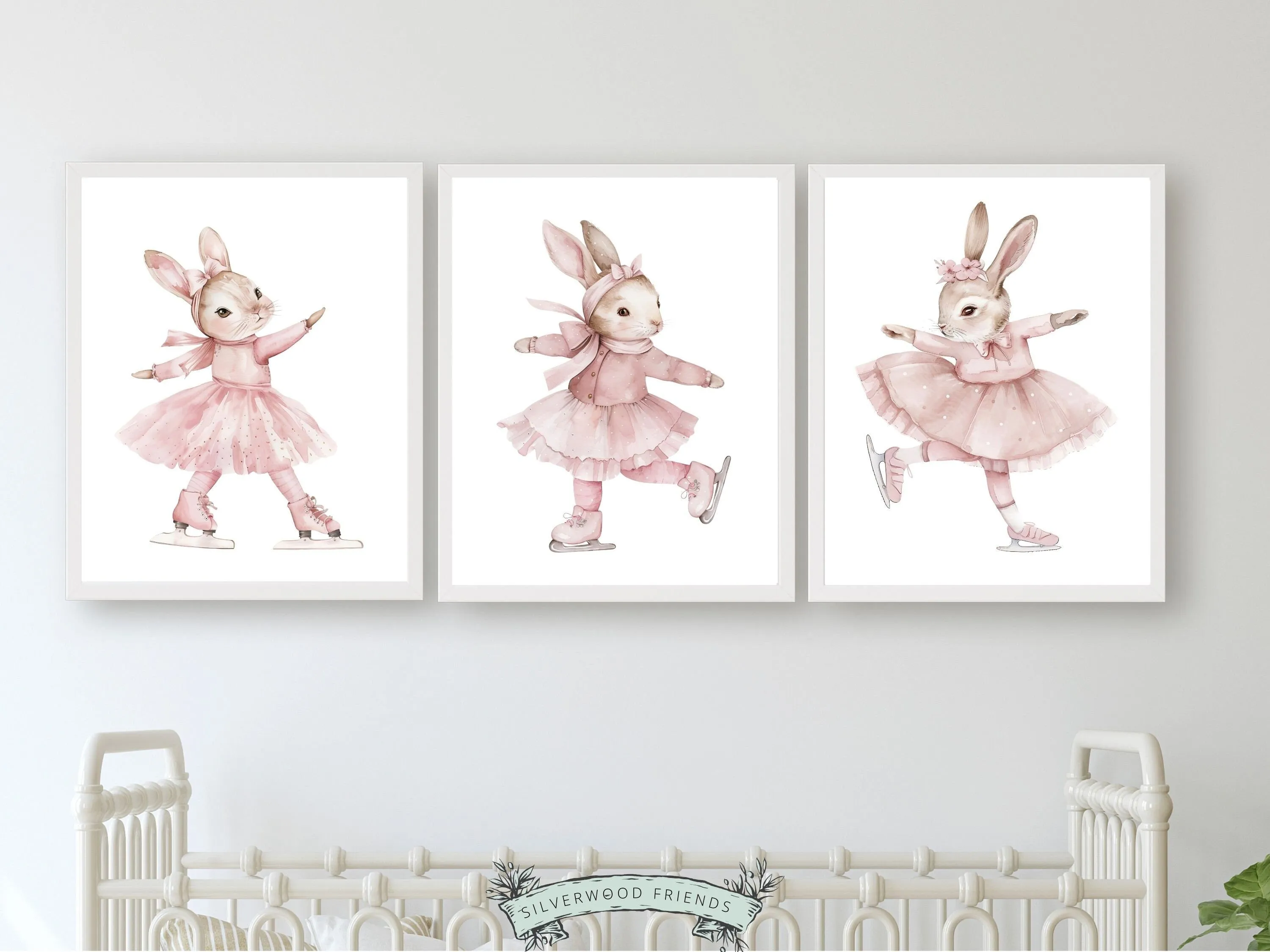 Figure Skating Bunny Nursery Prints - Set 5