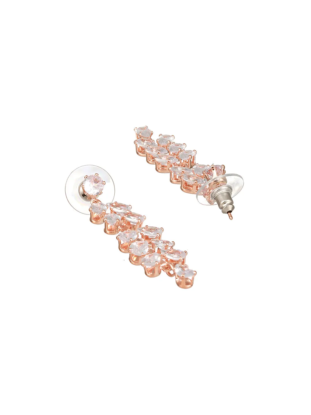 Floral Shaped Contemporary Zircon Drop Earrings