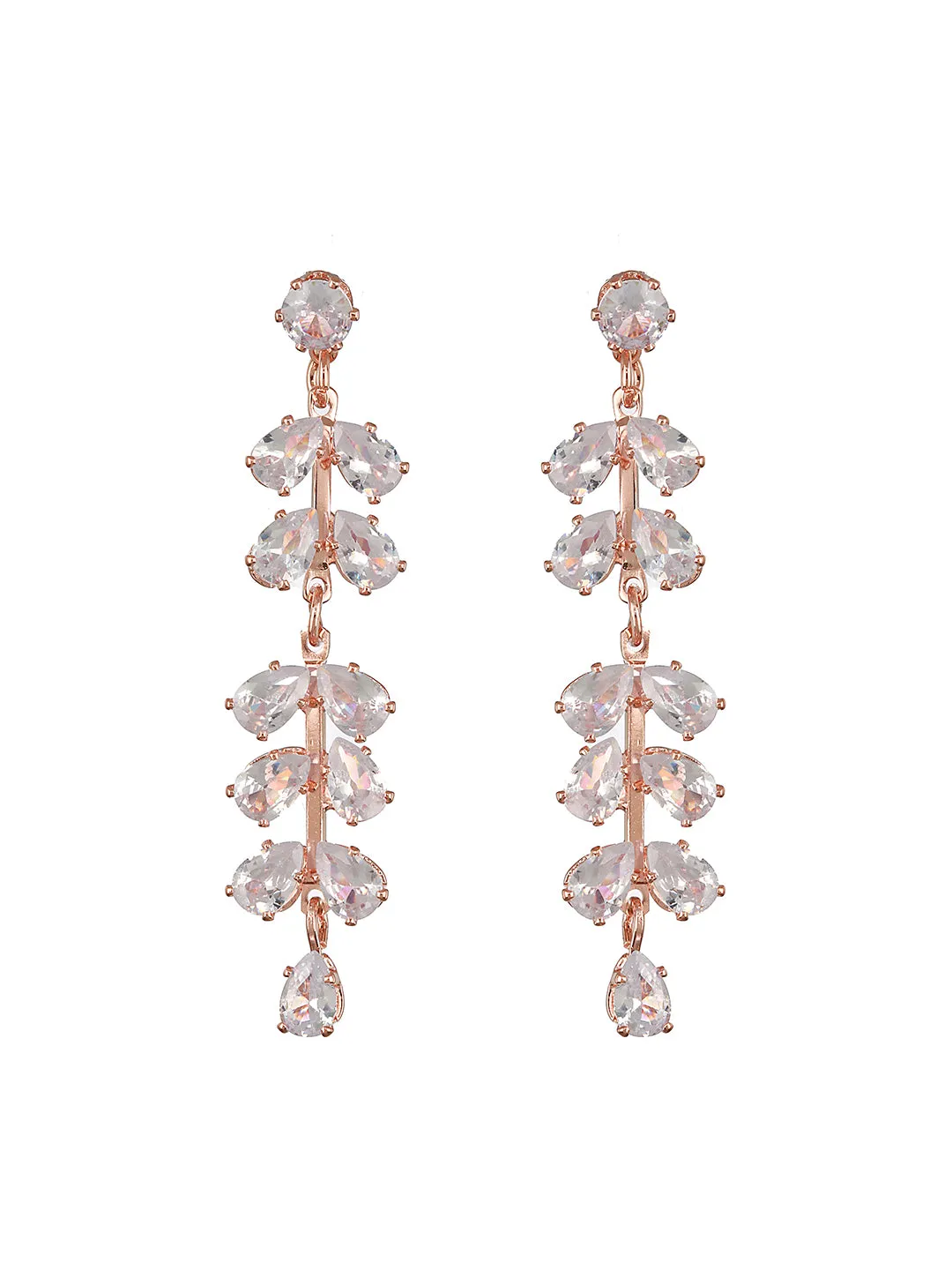 Floral Shaped Contemporary Zircon Drop Earrings