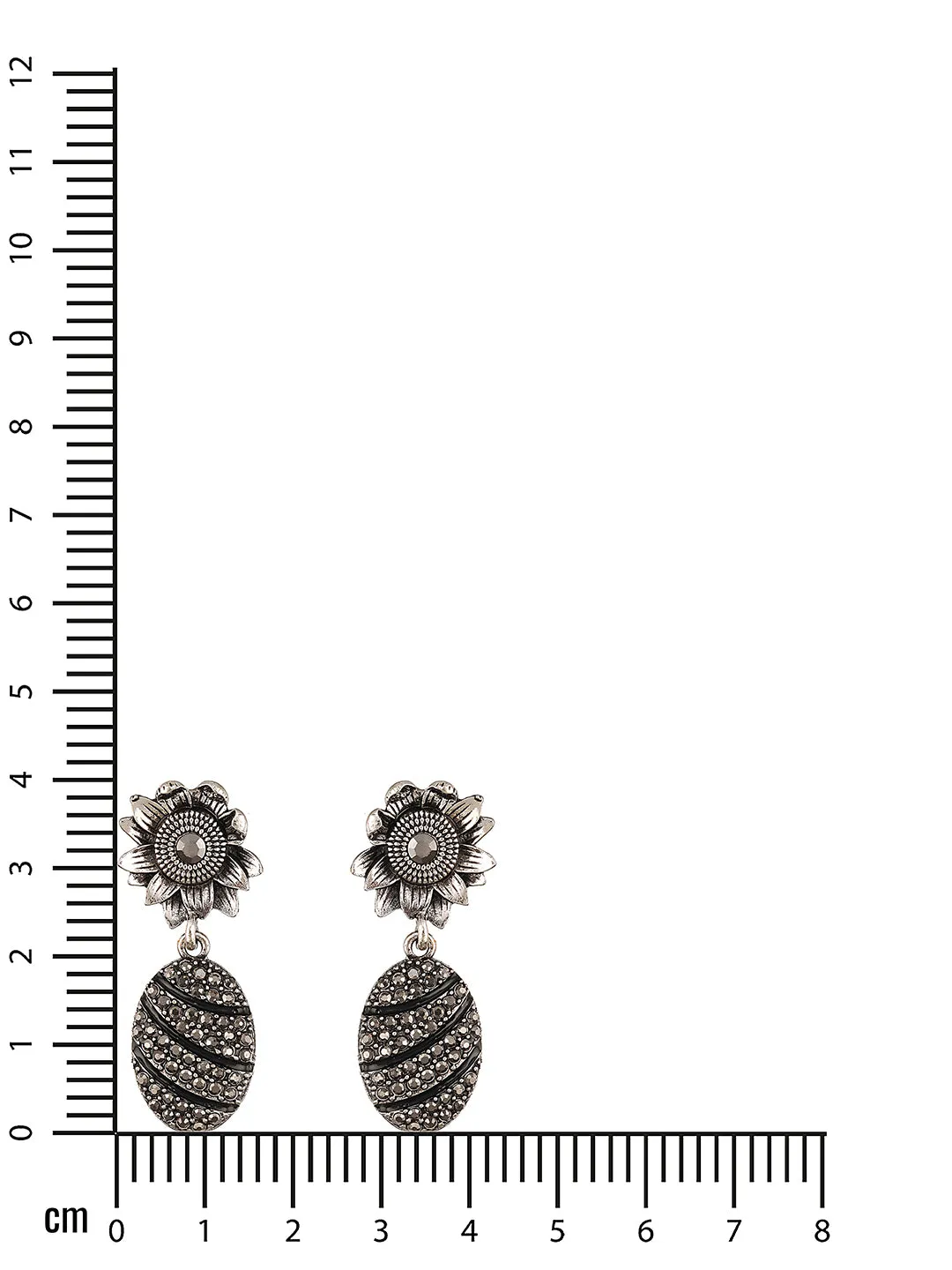 Gold-Plated Black & Silver Pineapple Drop Earrings