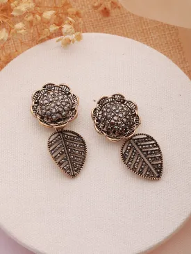 Gold-Toned Floral Shaped Drop Earrings