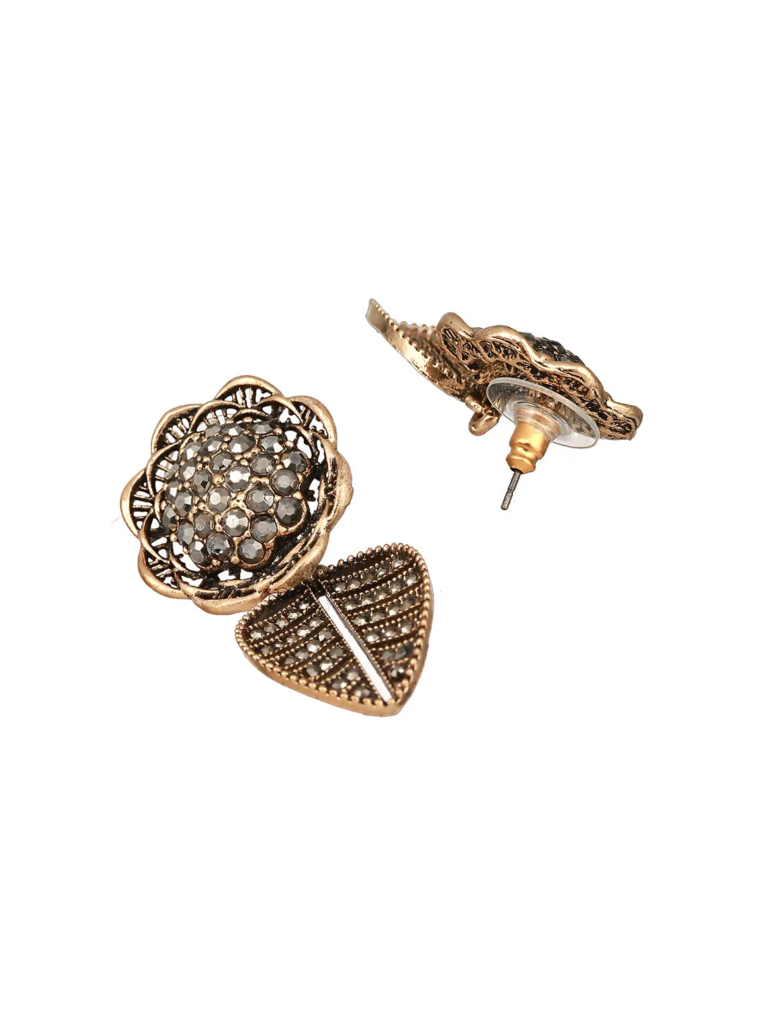 Gold-Toned Floral Shaped Drop Earrings