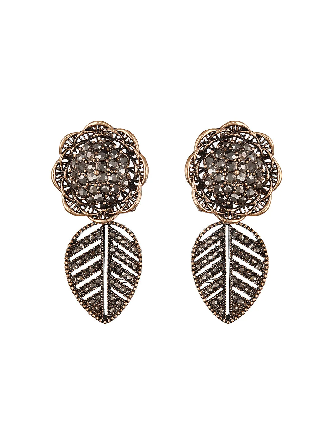 Gold-Toned Floral Shaped Drop Earrings