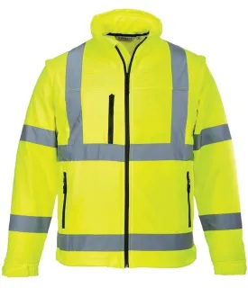 High-visibility softshell jas geel EN471