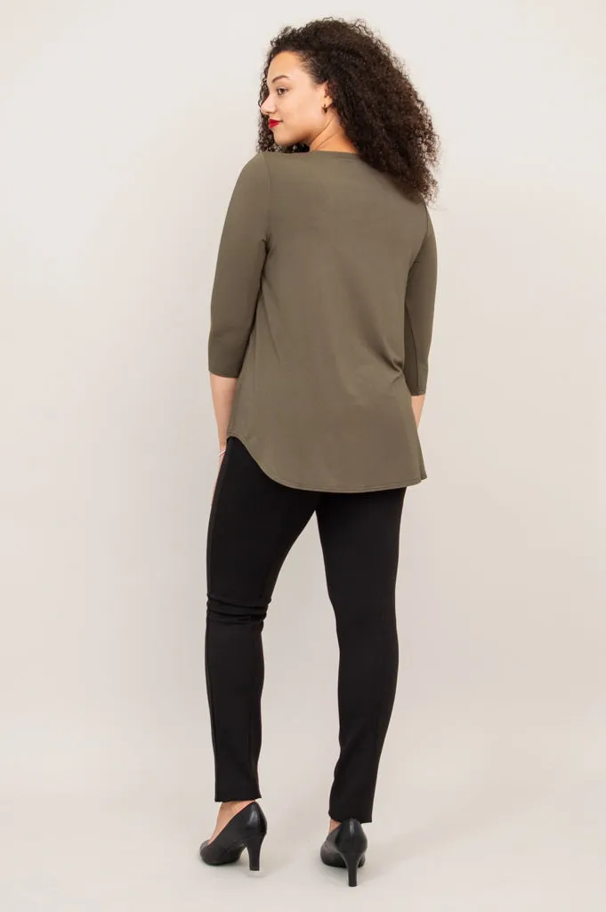 Jazz 3/4 Slv Top, Khaki, Bamboo