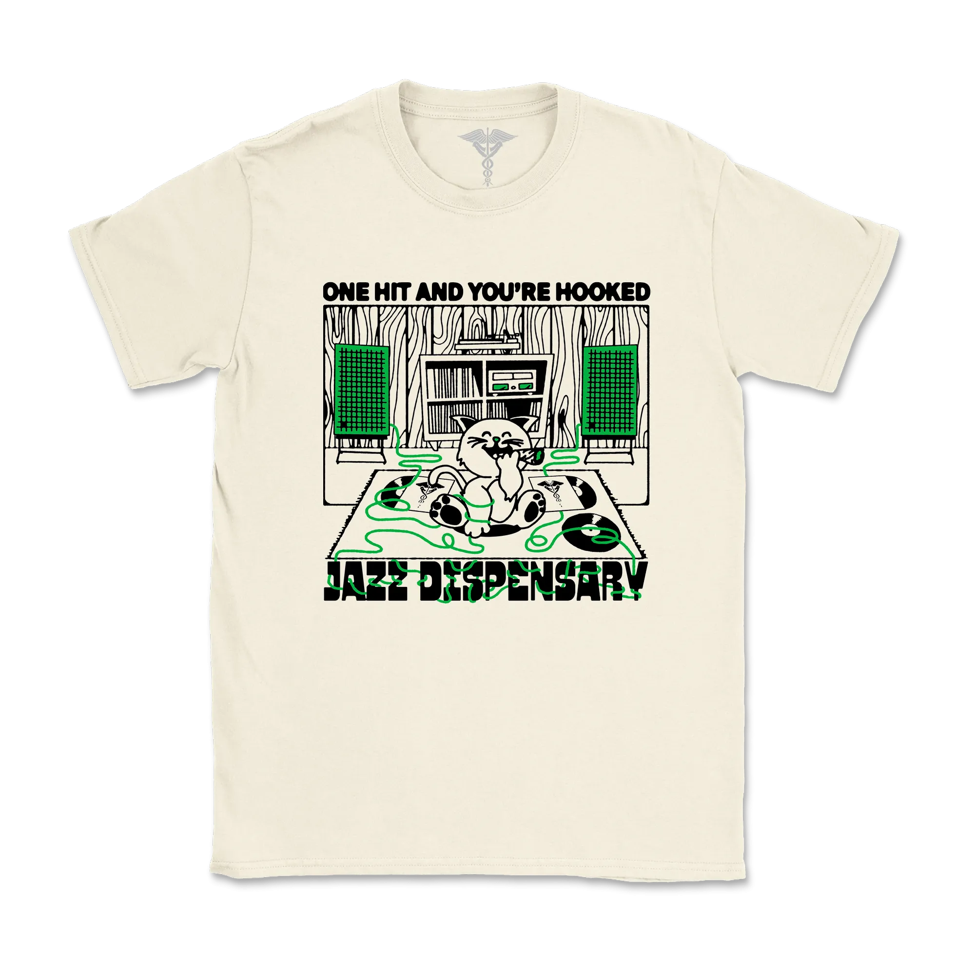 Premium Jazz Dispensary Catnip T-Shirt in Ivory - Stylish and Comfortable Design