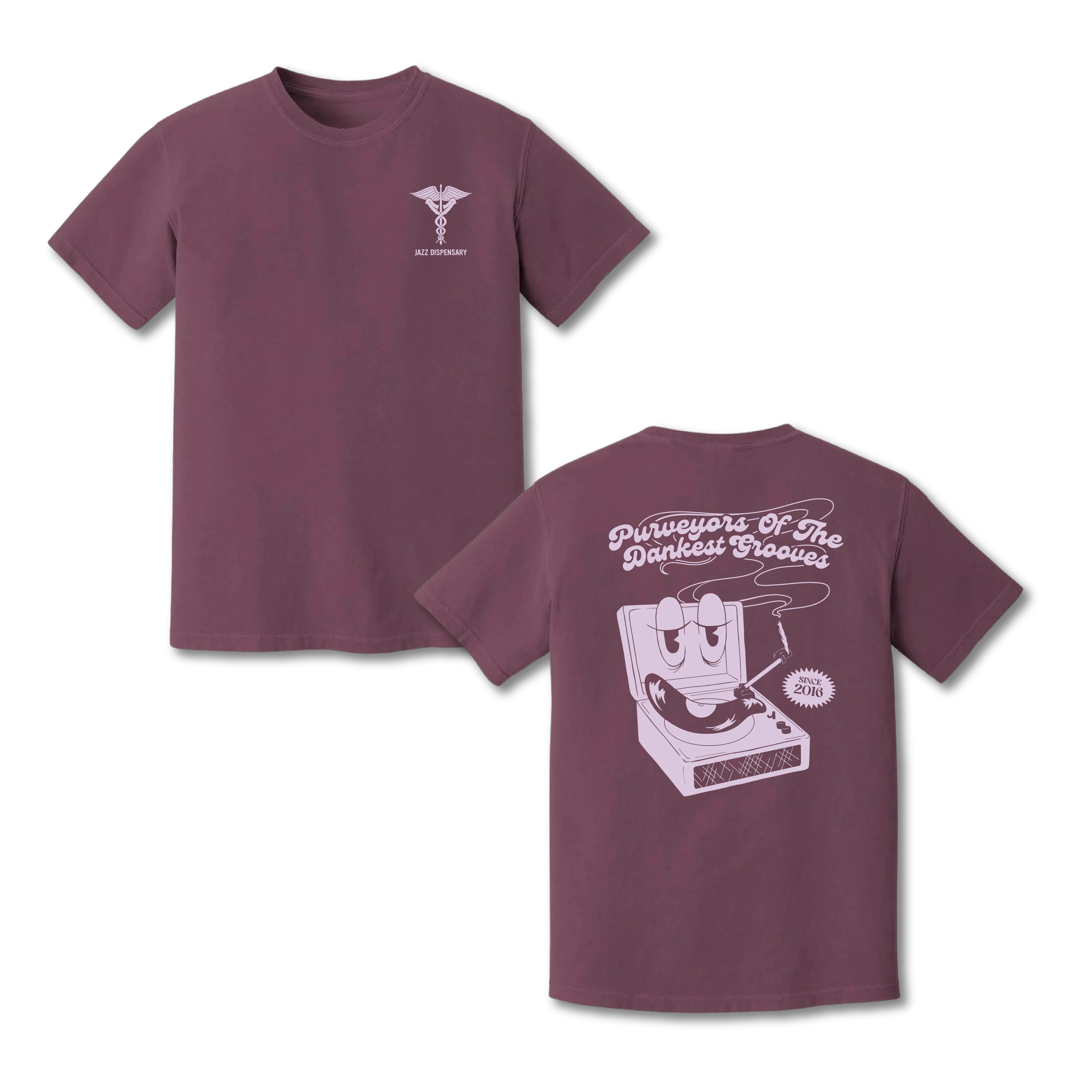 Jazz Dispensary "Dankest Grooves" T-Shirt (Berry)