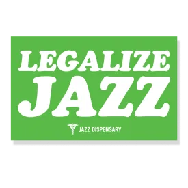 Jazz Dispensary "Legalize Jazz" 4x2.5 Sticker