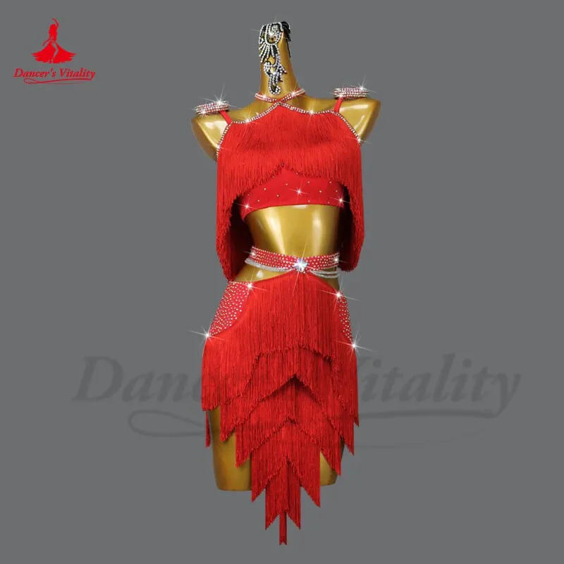 Latin Dance Dress for Women Customsized Rumba Chacha Performance Profession Costume Female Child Latin Dancing Fringe Dresses