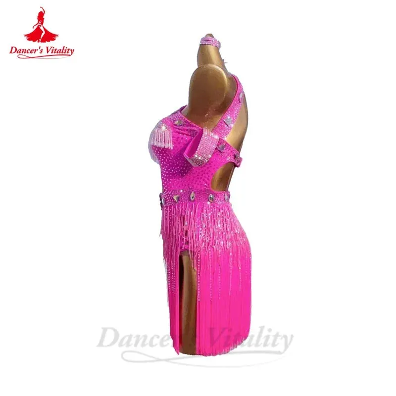 Latin Dance Dresses for Women Senior Full Stones Performance Costume Rumba Chacha Competiton Skirt Adult Children Latin Dresses