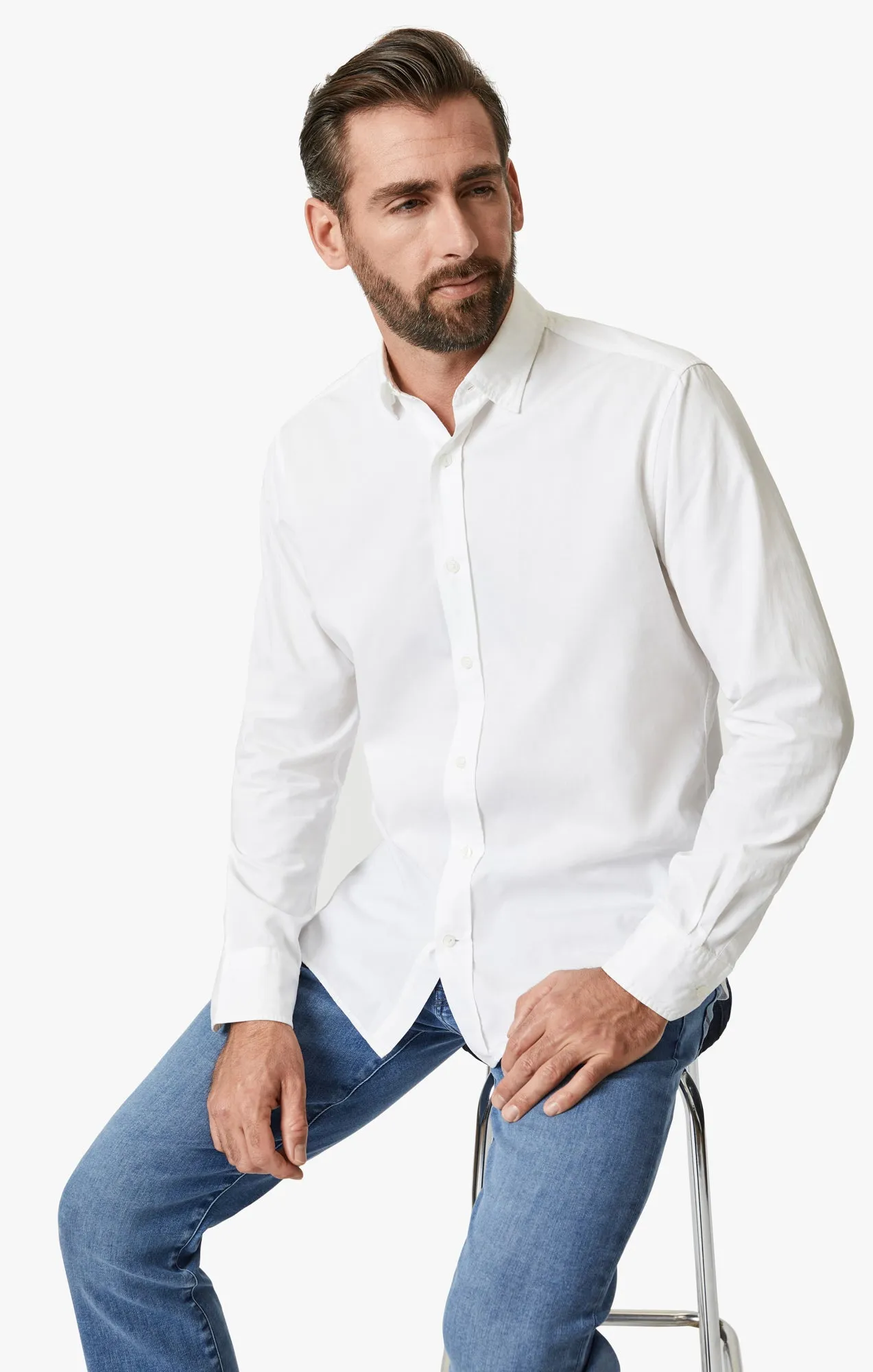 Luxe Twill Shirt In Bright White