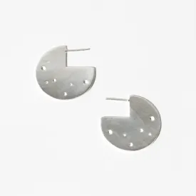 Moon Coin Hoop Earrings - Sterling Silver