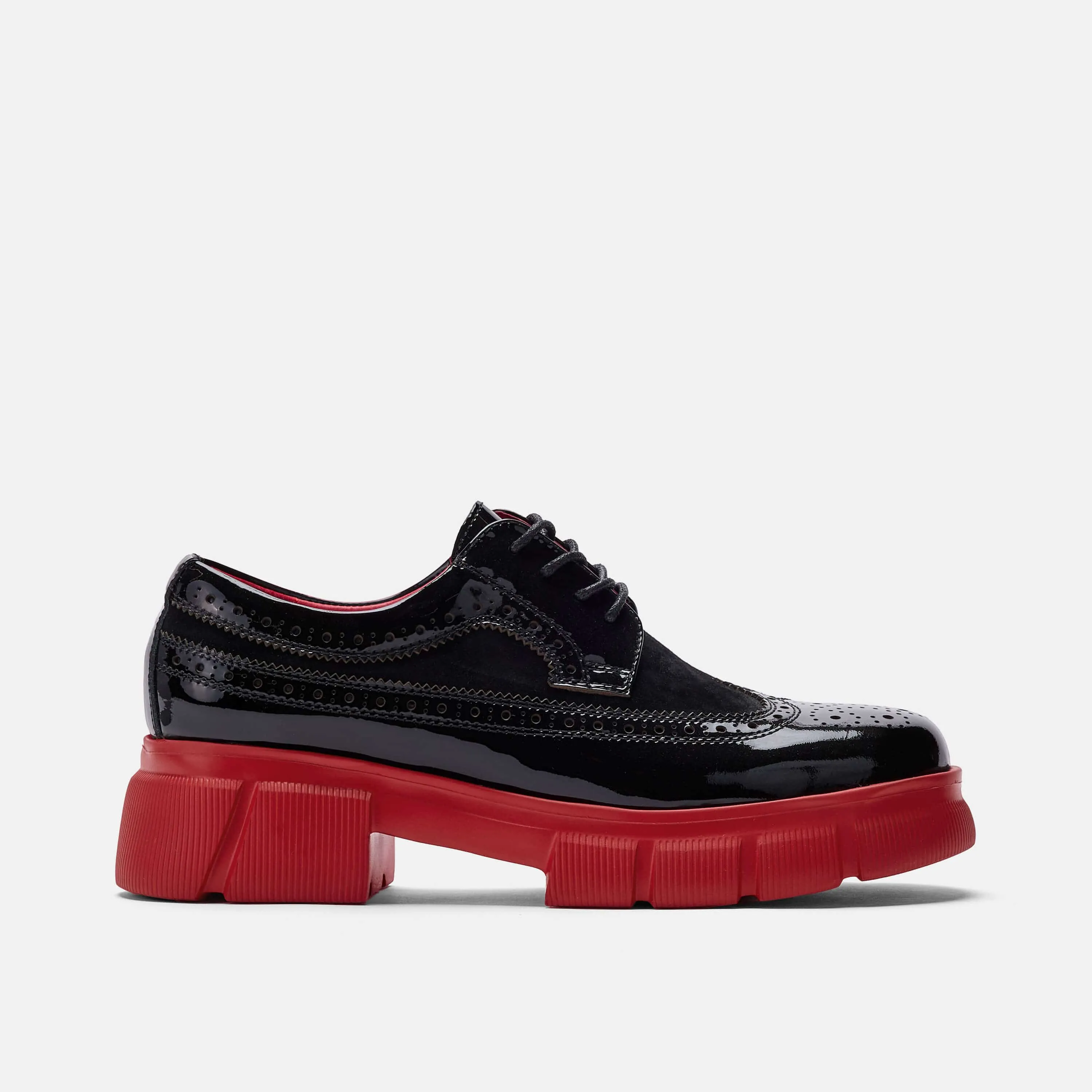 Ms. Alexander Black/Red Leather Lug Wingtip Derby