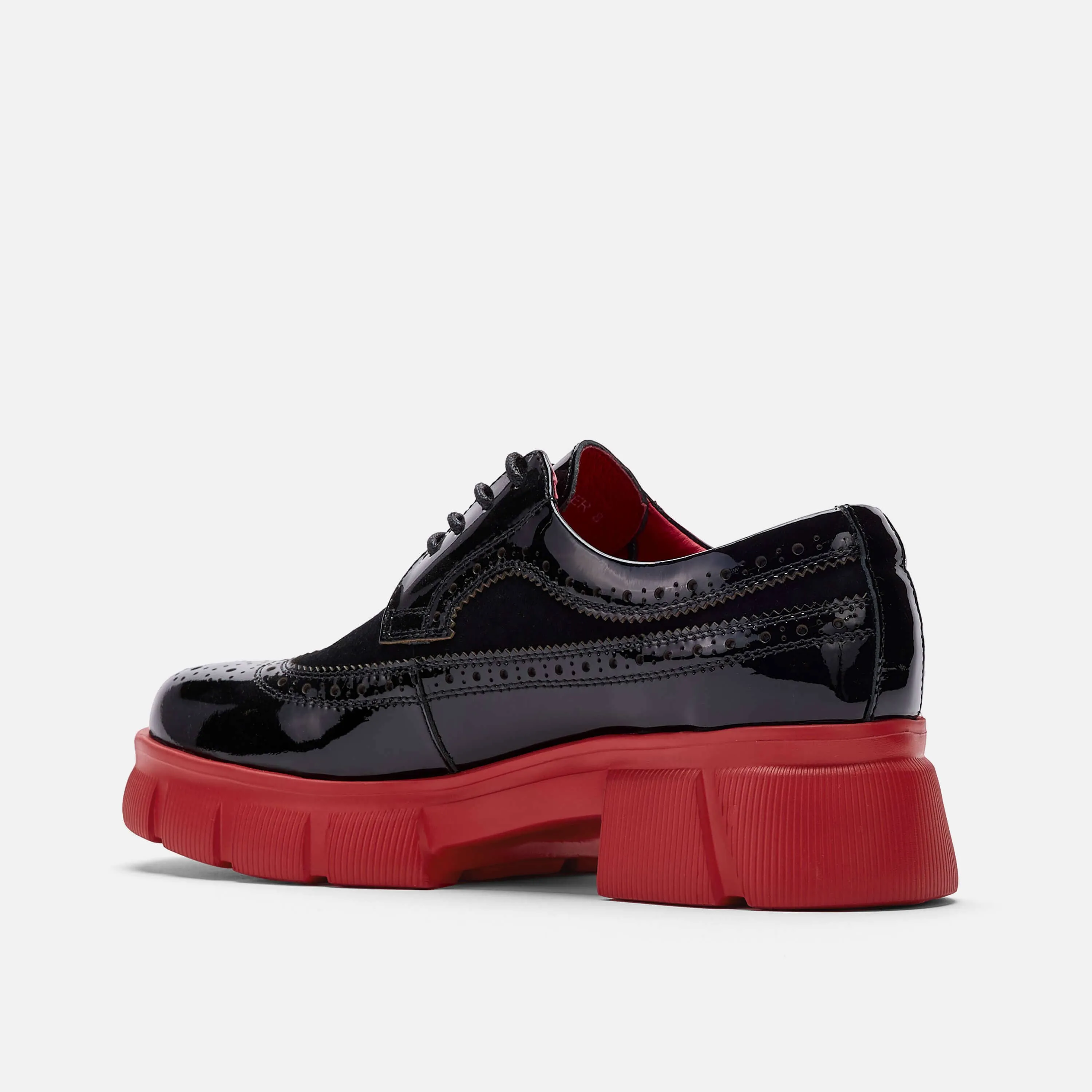 Ms. Alexander Black/Red Leather Lug Wingtip Derby