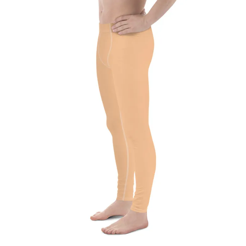 Nude Beige Solid Color Meggings, Beige Color Premium Men's Leggings Tights Pants - Made in USA/EU/Mexico