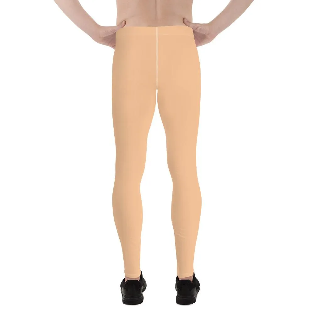 Nude Beige Solid Color Meggings, Beige Color Premium Men's Leggings Tights Pants - Made in USA/EU/Mexico