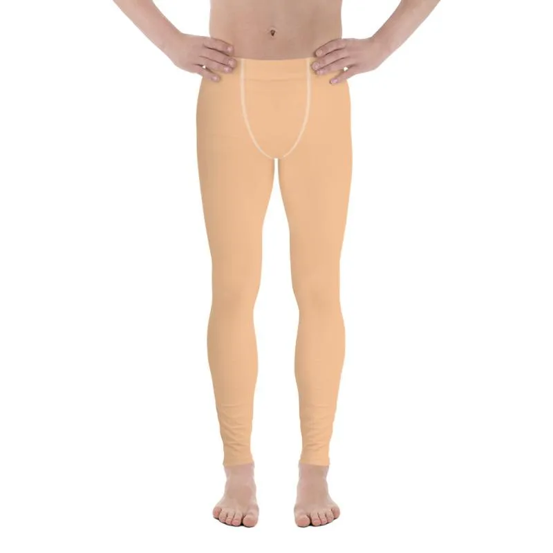 Nude Beige Solid Color Meggings, Beige Color Premium Men's Leggings Tights Pants - Made in USA/EU/Mexico