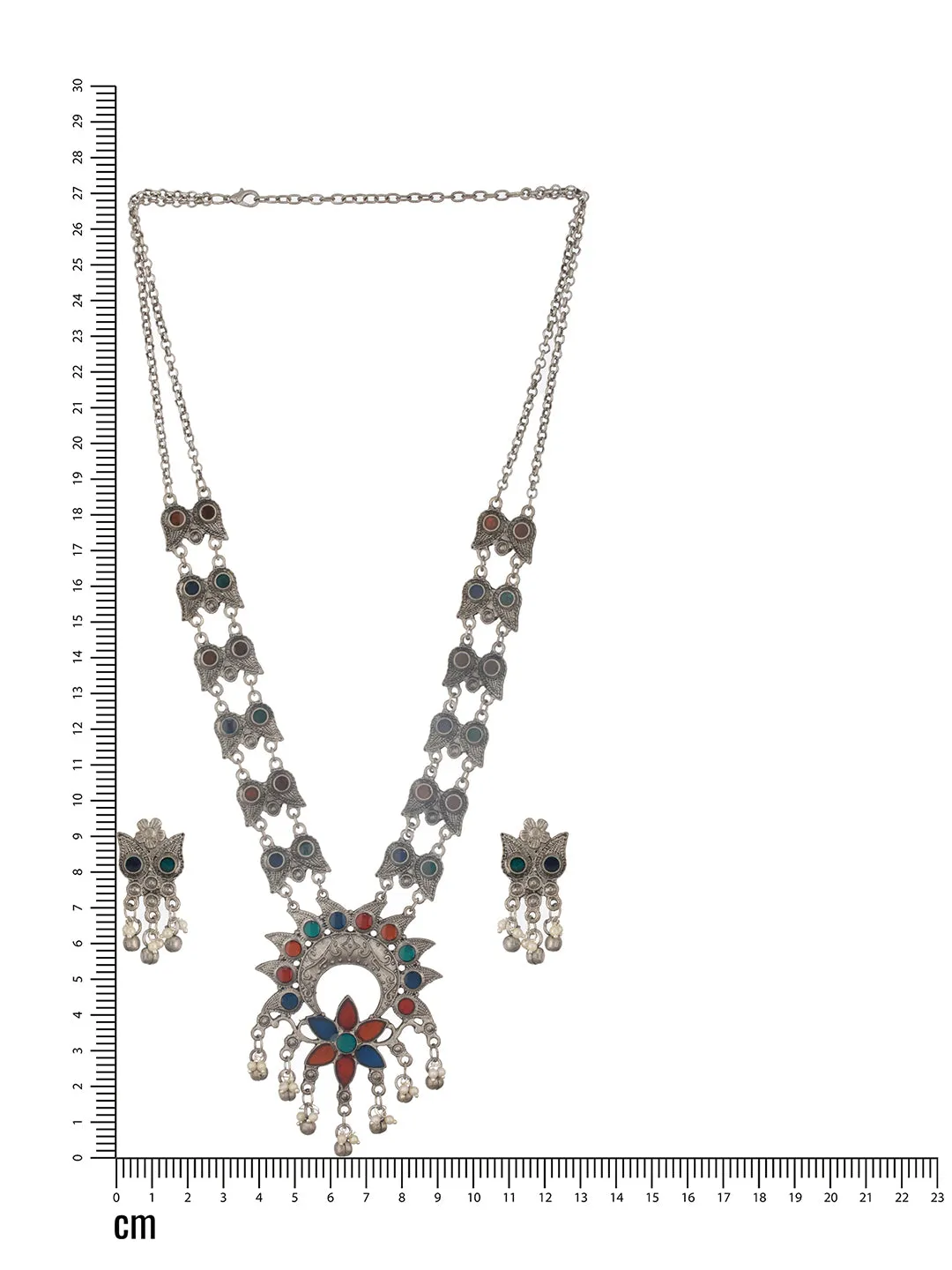 Oxidized Silver-Plated & Ghungroo Beaded Floral Jewelry Set (Copy)