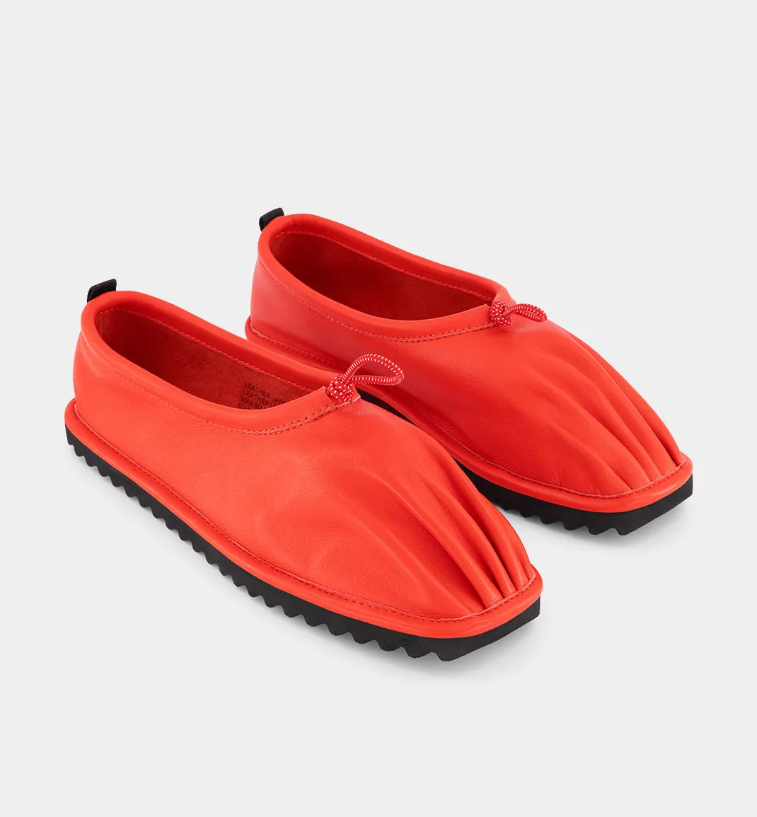 Pina Pleated Toe Leather Ballet Shoe | Red