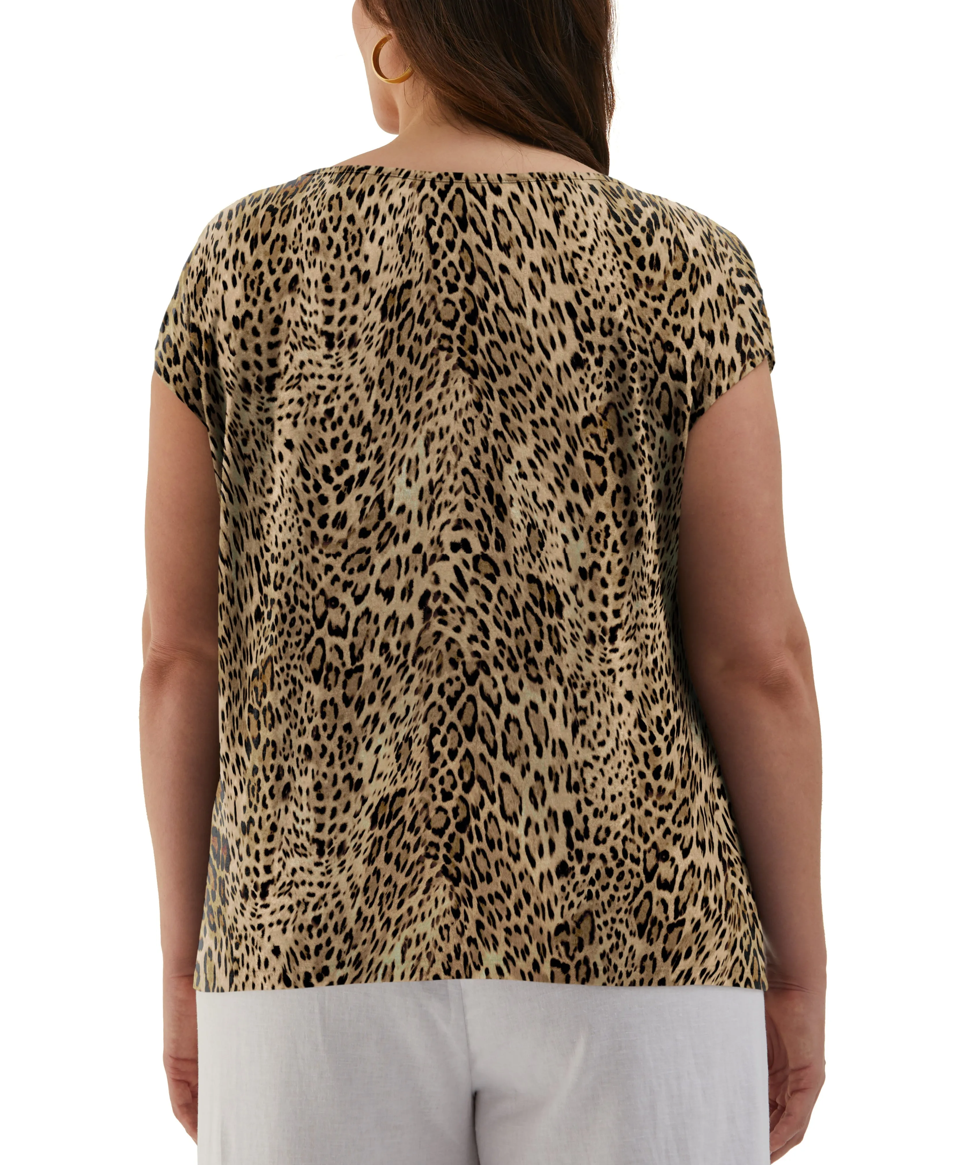 Plus Size Leopard Print Rivet Detail Tank Top