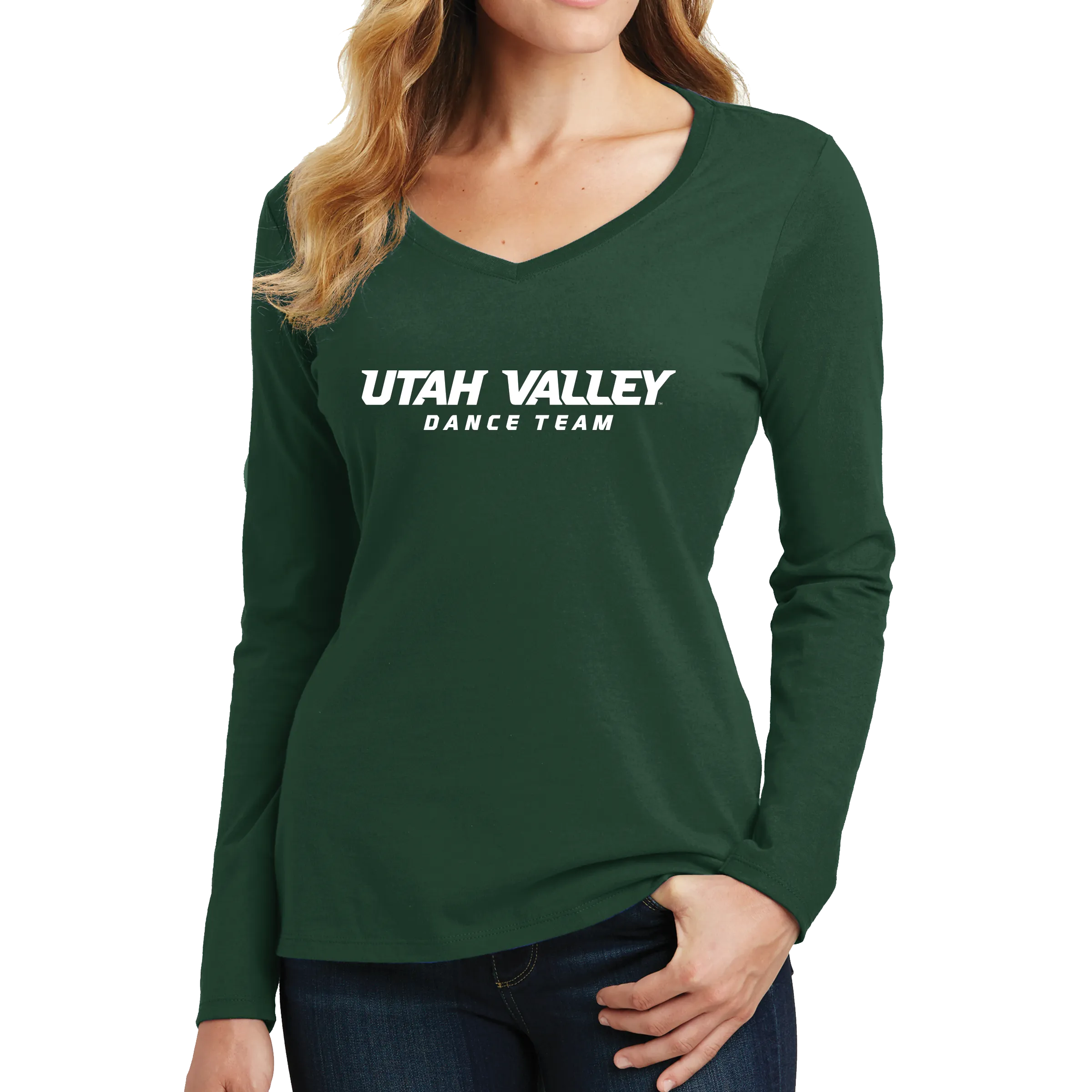 Port & Company Ladies Long Sleeve Fan Favorite V-Neck Tee - UVU Dance Team