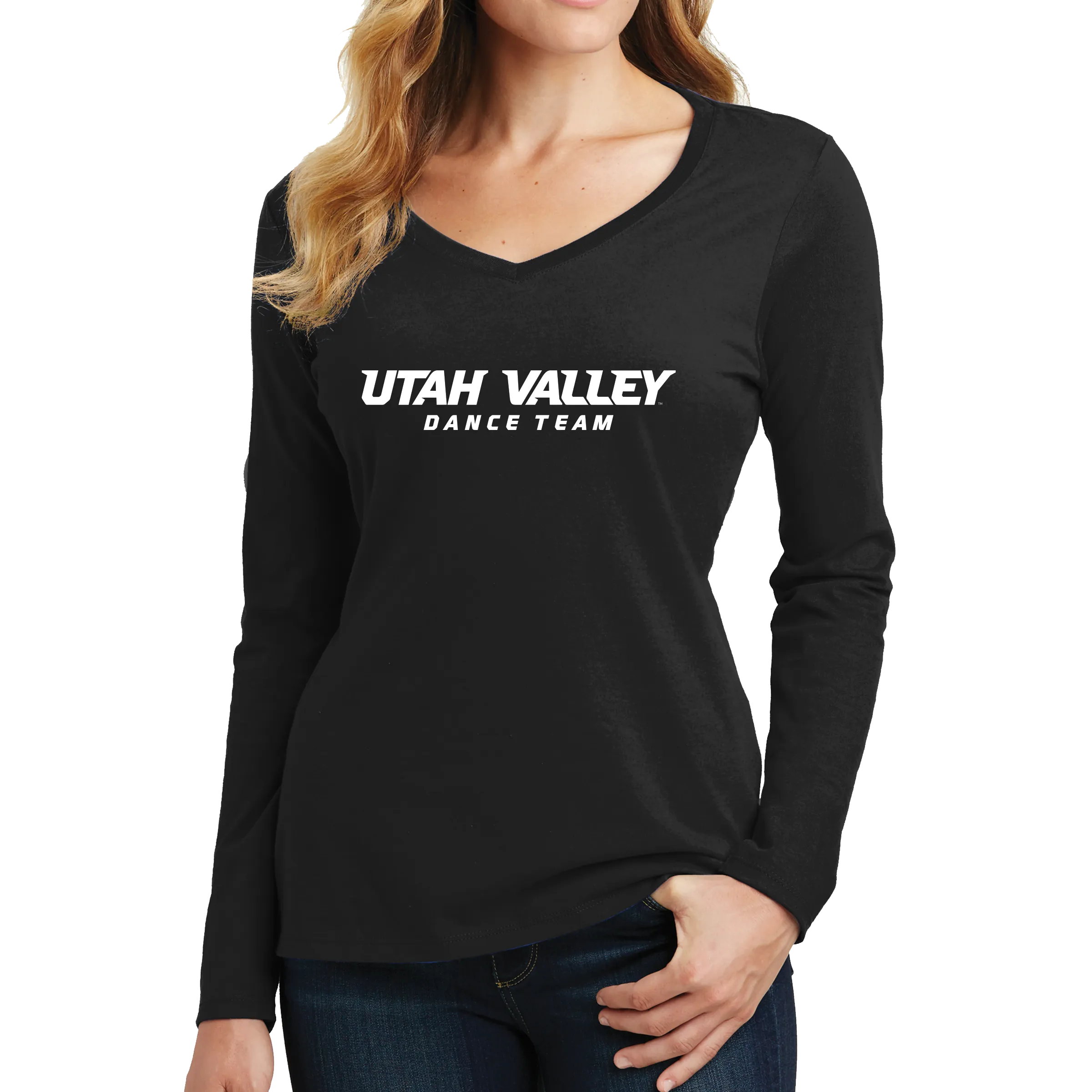 Port & Company Ladies Long Sleeve Fan Favorite V-Neck Tee - UVU Dance Team