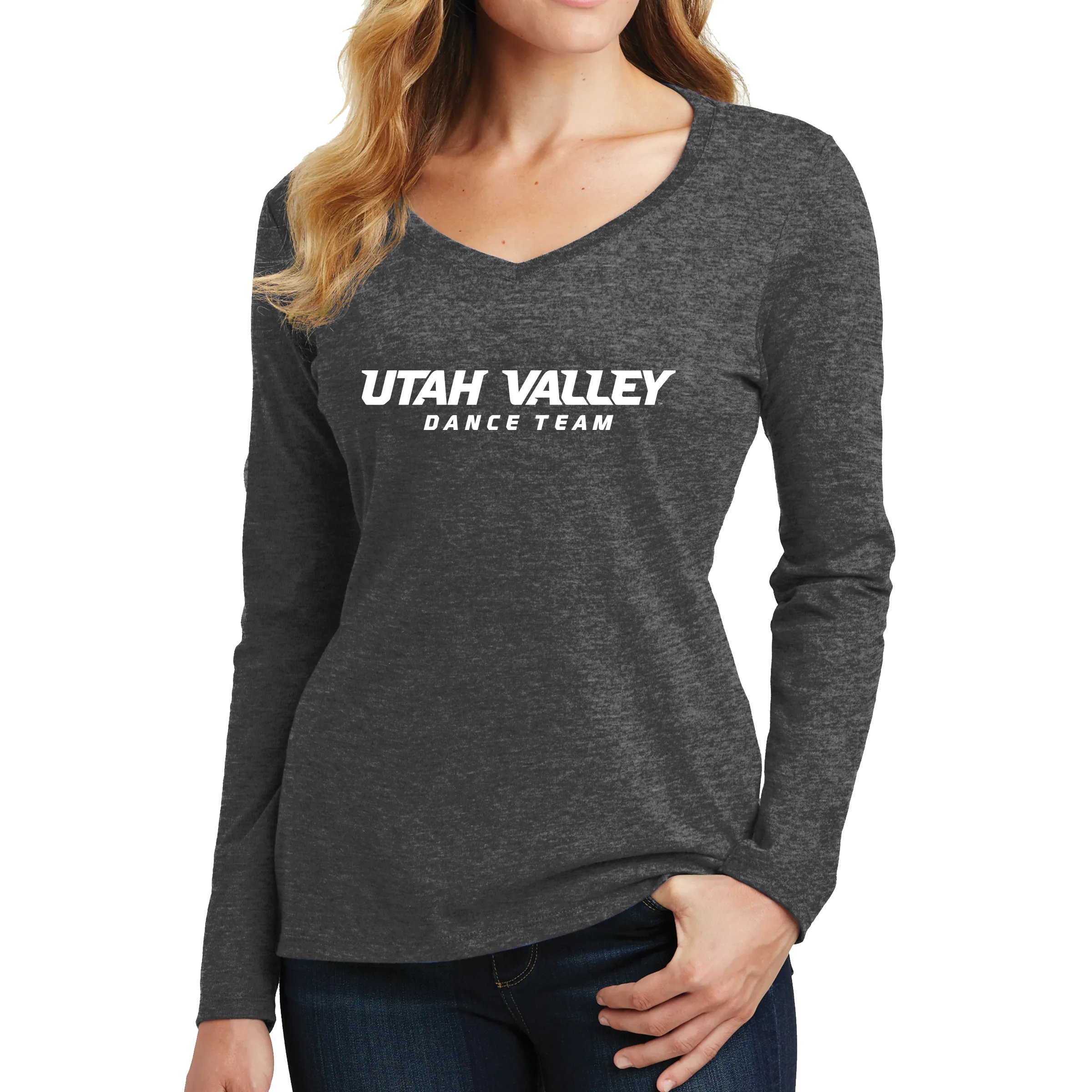 Port & Company Ladies Long Sleeve Fan Favorite V-Neck Tee - UVU Dance Team