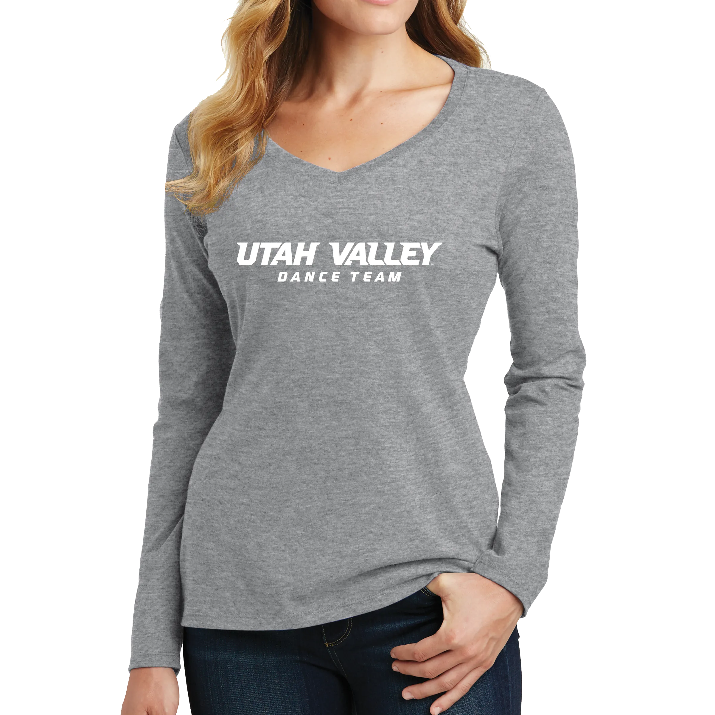 Port & Company Ladies Long Sleeve Fan Favorite V-Neck Tee - UVU Dance Team